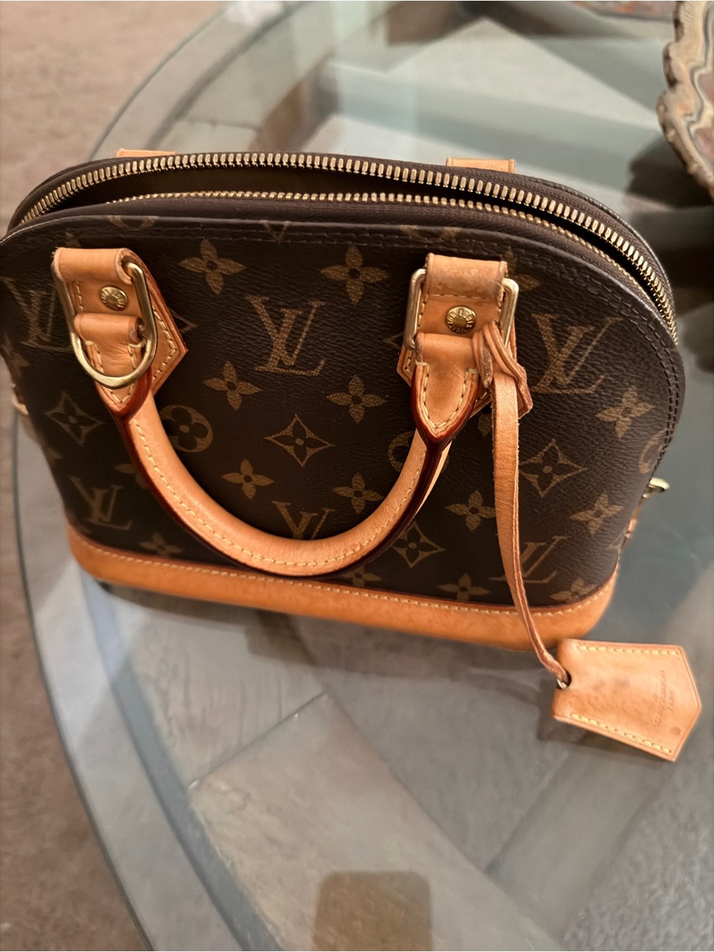 Louis Vuitton Brown Monogram Crossbody Bag with Tan Leather Trim